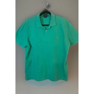 Polo Ralph Lauren Shirt Mens XL Classic Fit Mint Green Orange Pony Pique Cotton
